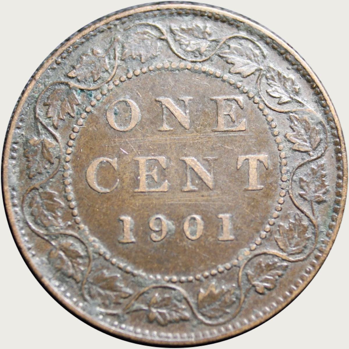 1901 Canada  Victoria Queen Large Penny Coin VF