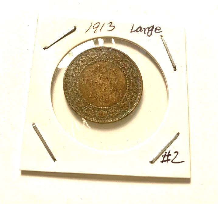 1913 Canada 1 Cent  George V large Penny Coin