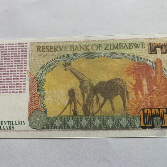 Zimbabwe One Bicentillion Dollars Banknotes Gift currency