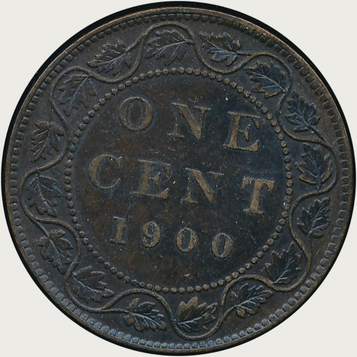 1900 Canada  plain No H Victoria Queen Large Penny Coin