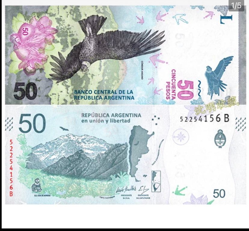 2018 Argentinien 50 Pesos Banknote P-363a.2, UNC