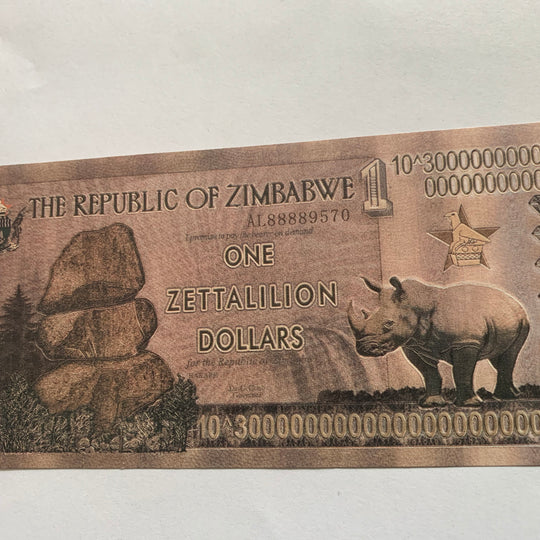 Zimbabwe One Zettalilion Dollars Gift  Banknotes Souvenir Currency