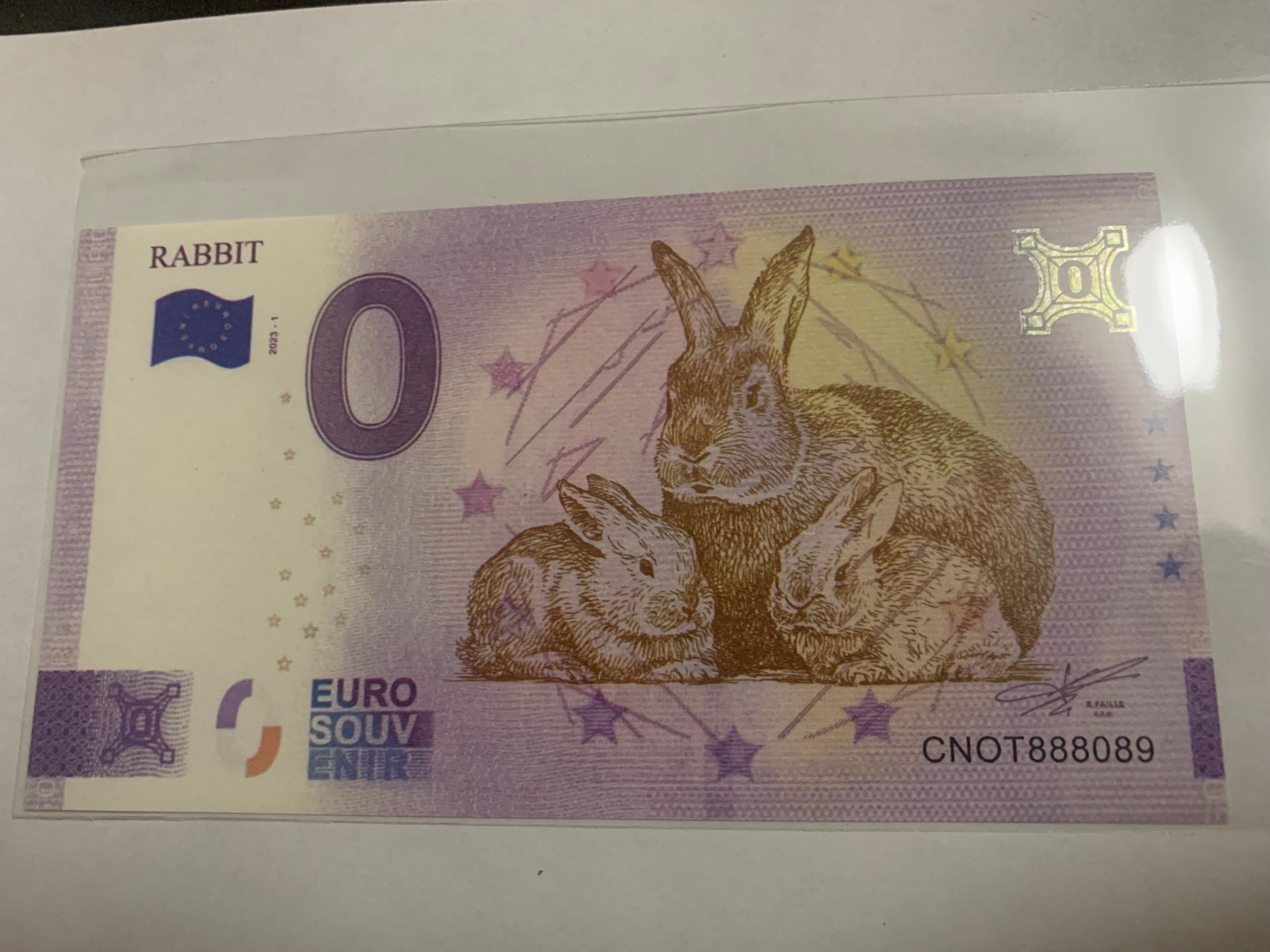 2023 EURO Zero euro banknote - Euro Souvenir Banknote Rabbit