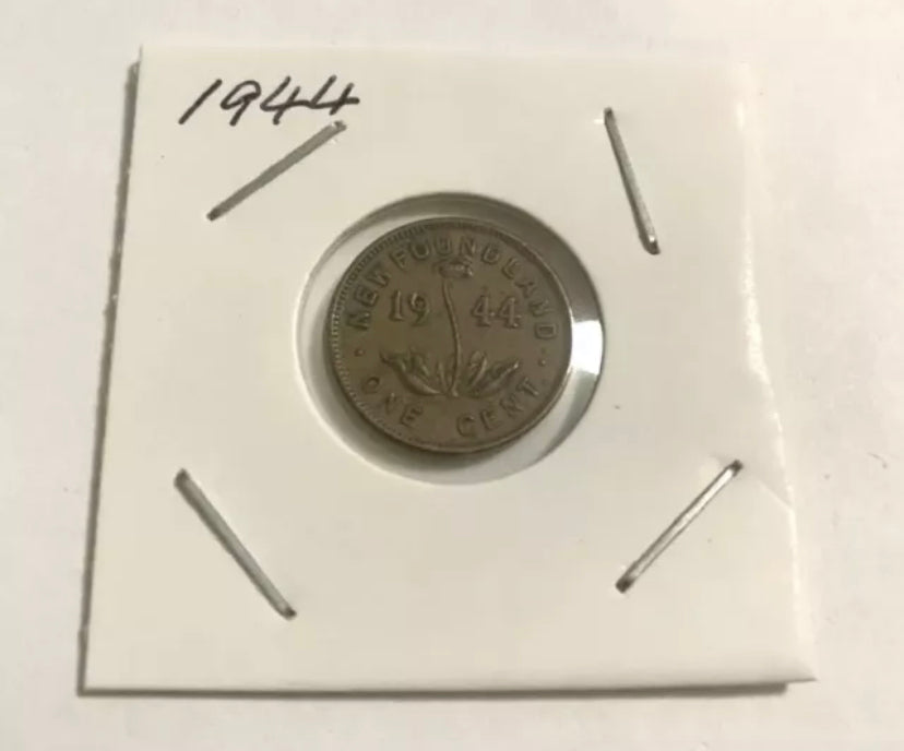 1944 C Newfoundland  1 Cent Penny Coin XF