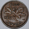 1937 1 Cent Canadian Penny Circulated Very Fine Condition