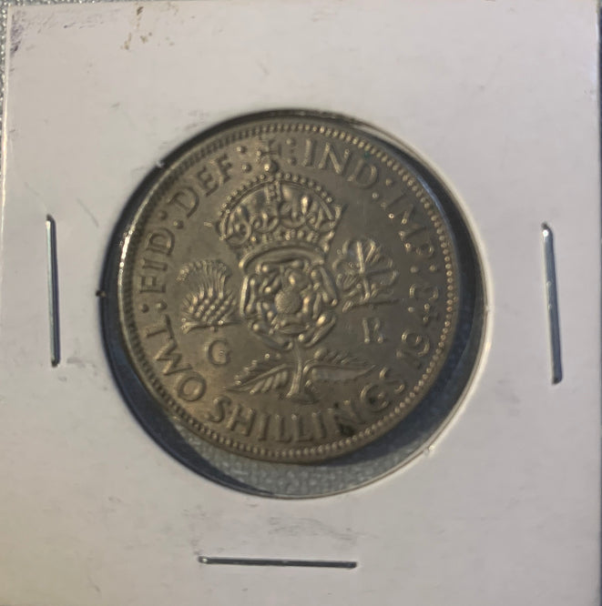 1943 Grande-Bretagne 2 Shillings Belle pièce d'argent de haute qualité