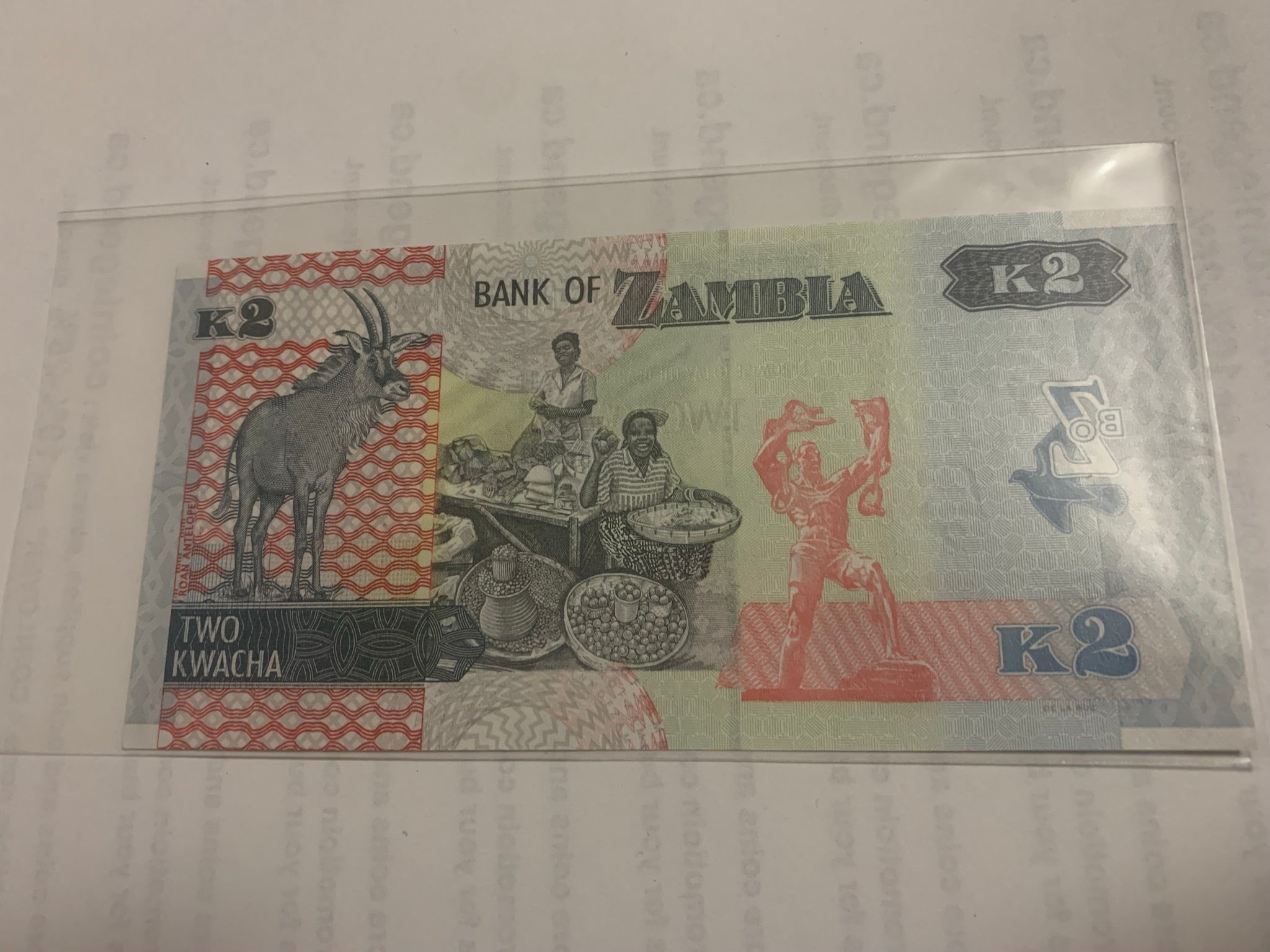 2022 Zambia 2 Kwacha Banknote  UNC