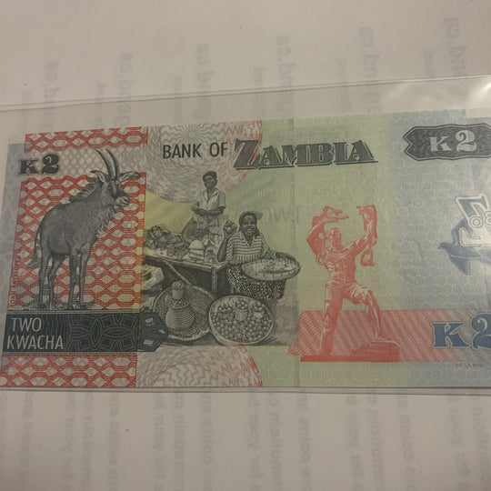 2022 Zambia 2 Kwacha Banknote  UNC