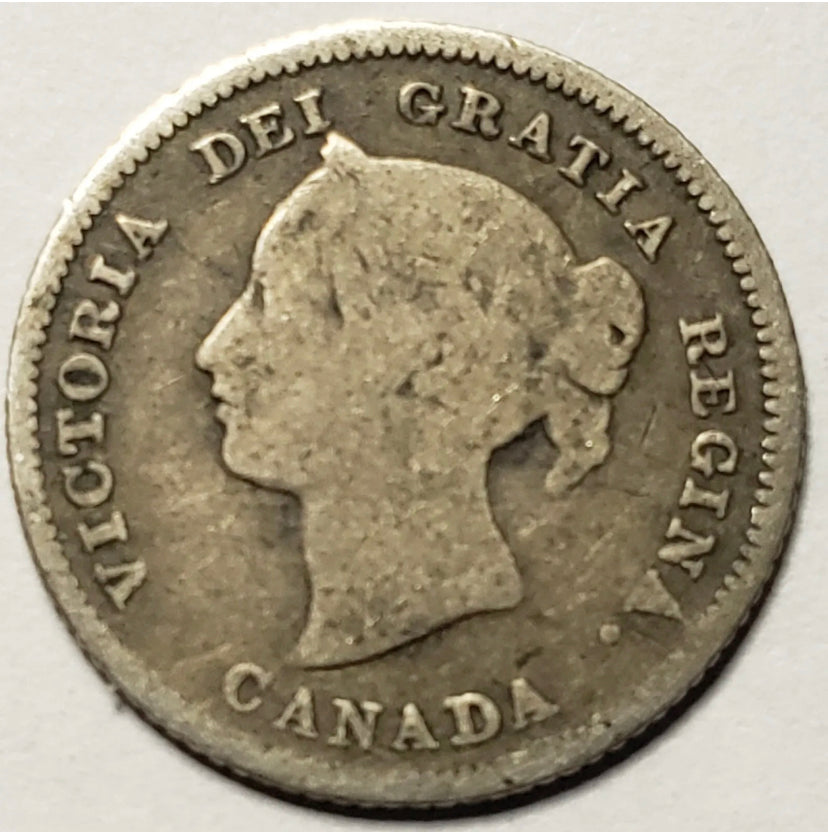 1880-H Canadian 5 Five Cents Silver coin