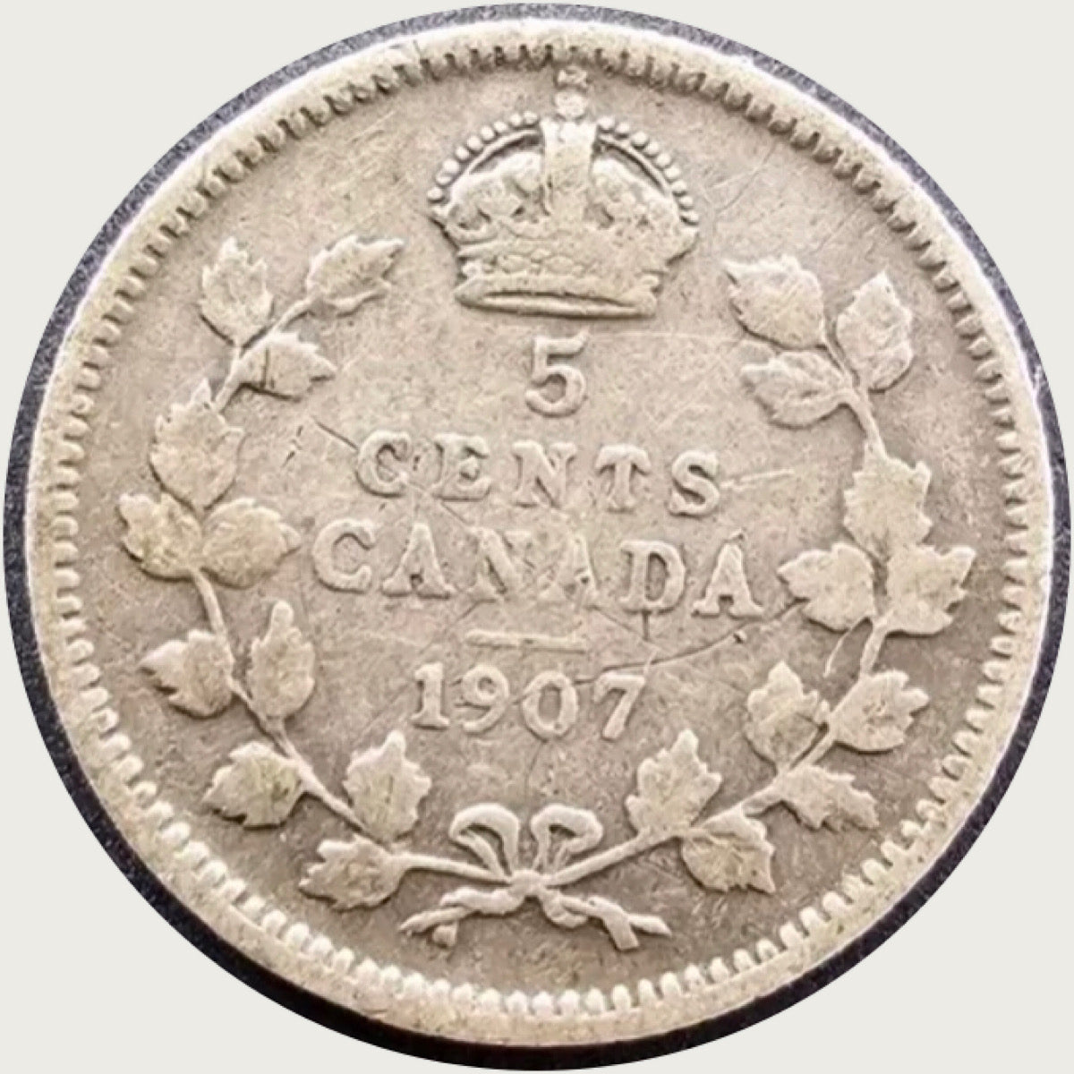 1907 Canadian Silver 5 Cents Edward VII Coin VF