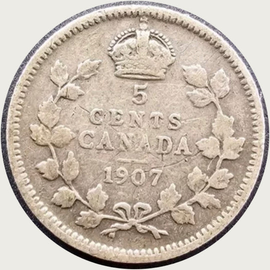 1902 Argent canadien 5 Cents Edward VII 1 an type