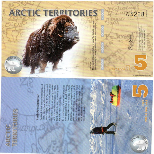 2012 Billet 5 Polar Dollars - BOEUF MUSQUE - Arctic Territories - Arctique