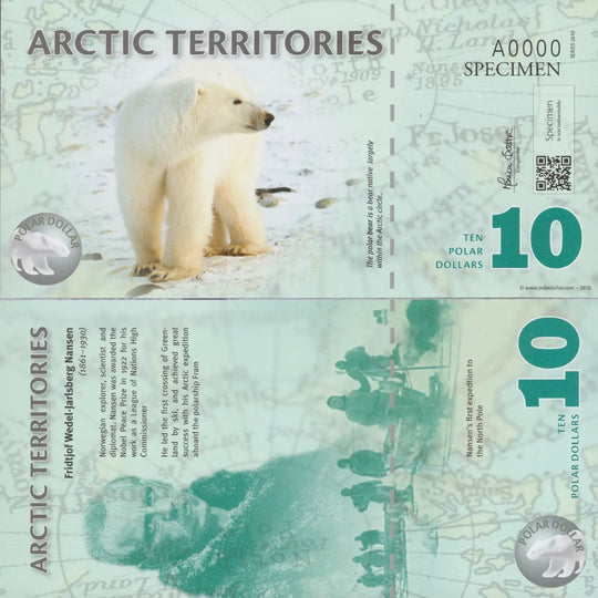 2010 ARCTIC TERRITORIES TEST NOTE - 10 Dollars Polymer Specimen UNC