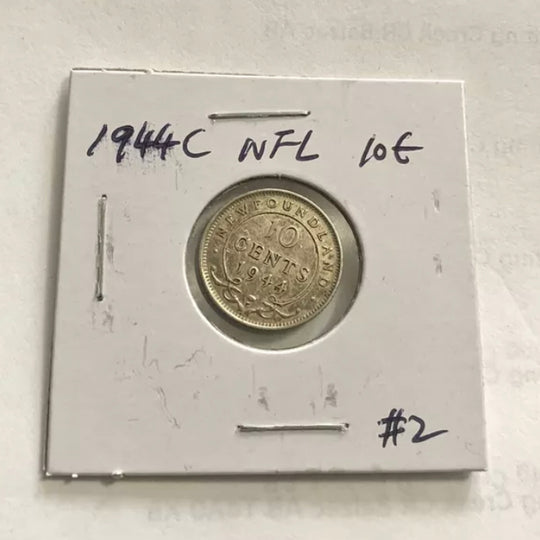 1944 C Newfoundland Silver 10 Cents Coin XF