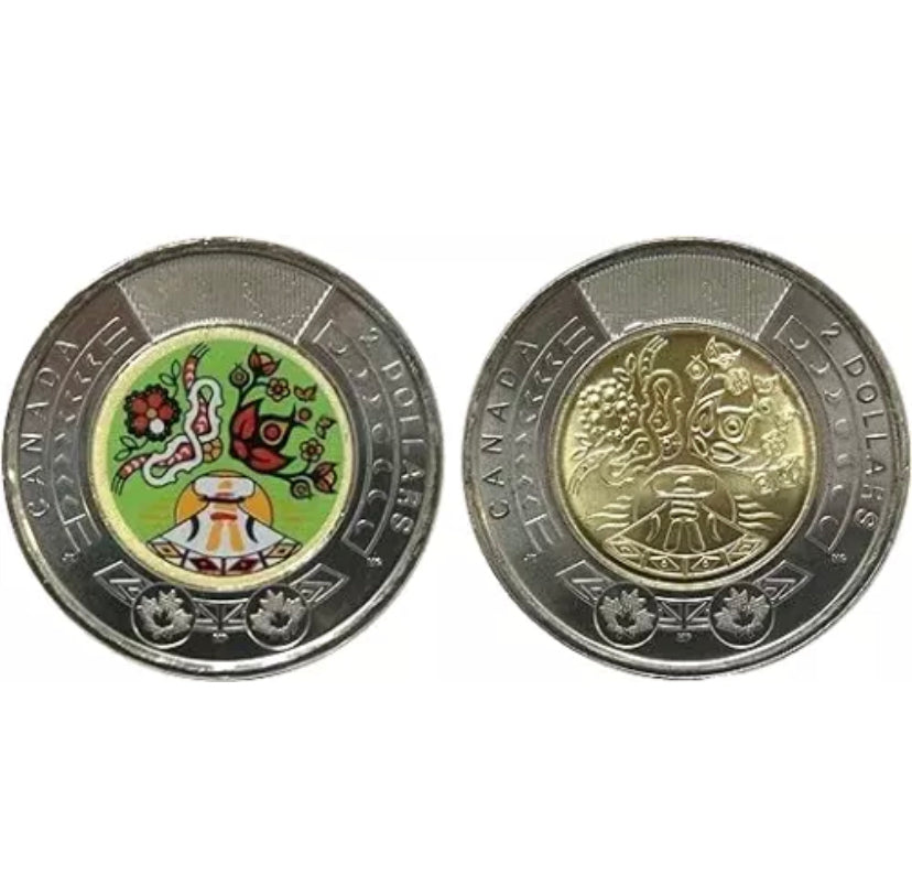 2023 Canada $2 National Indigenous Peoples Day Colorized & Plain Toonie Set!