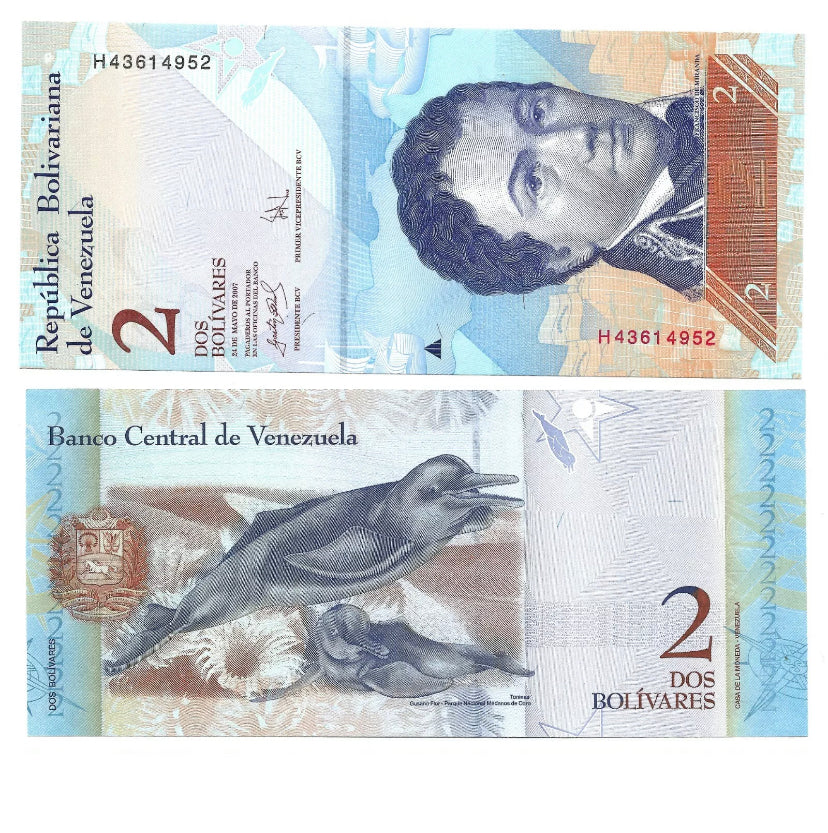 2007 VENEZUELA, 2 BOLIVARE P-88a, UNC-BANKNOTE