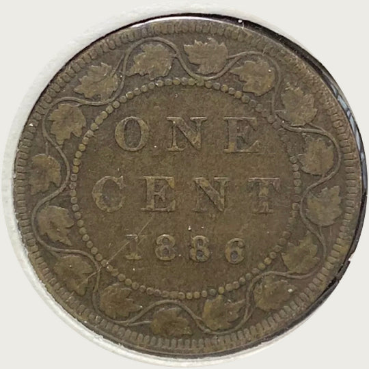 1886 Canadian  Queen Victoria large Penny Coin VF