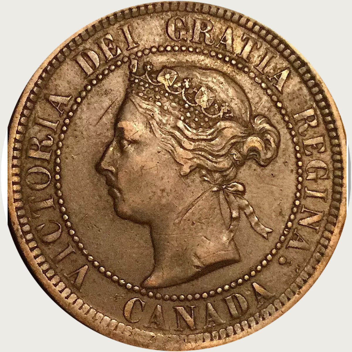 1884 Canada Large One Cent Coin Circulated High grade VF