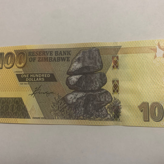 2020 Zimbabwe Reserve Bank  100 Dollars UNC