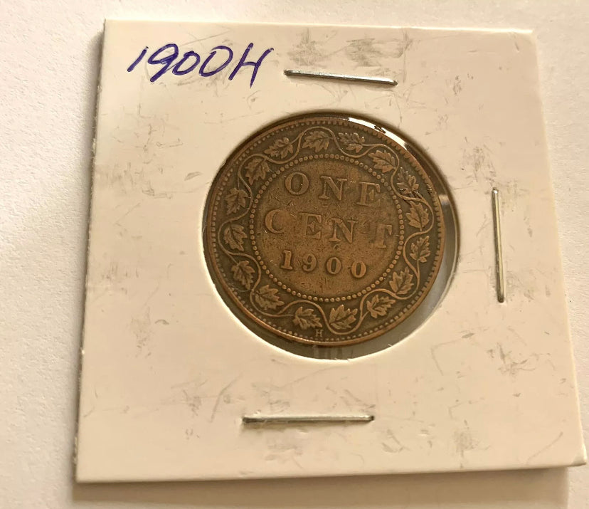 1900 H Canada  Victoria Queen Large Penny Coin