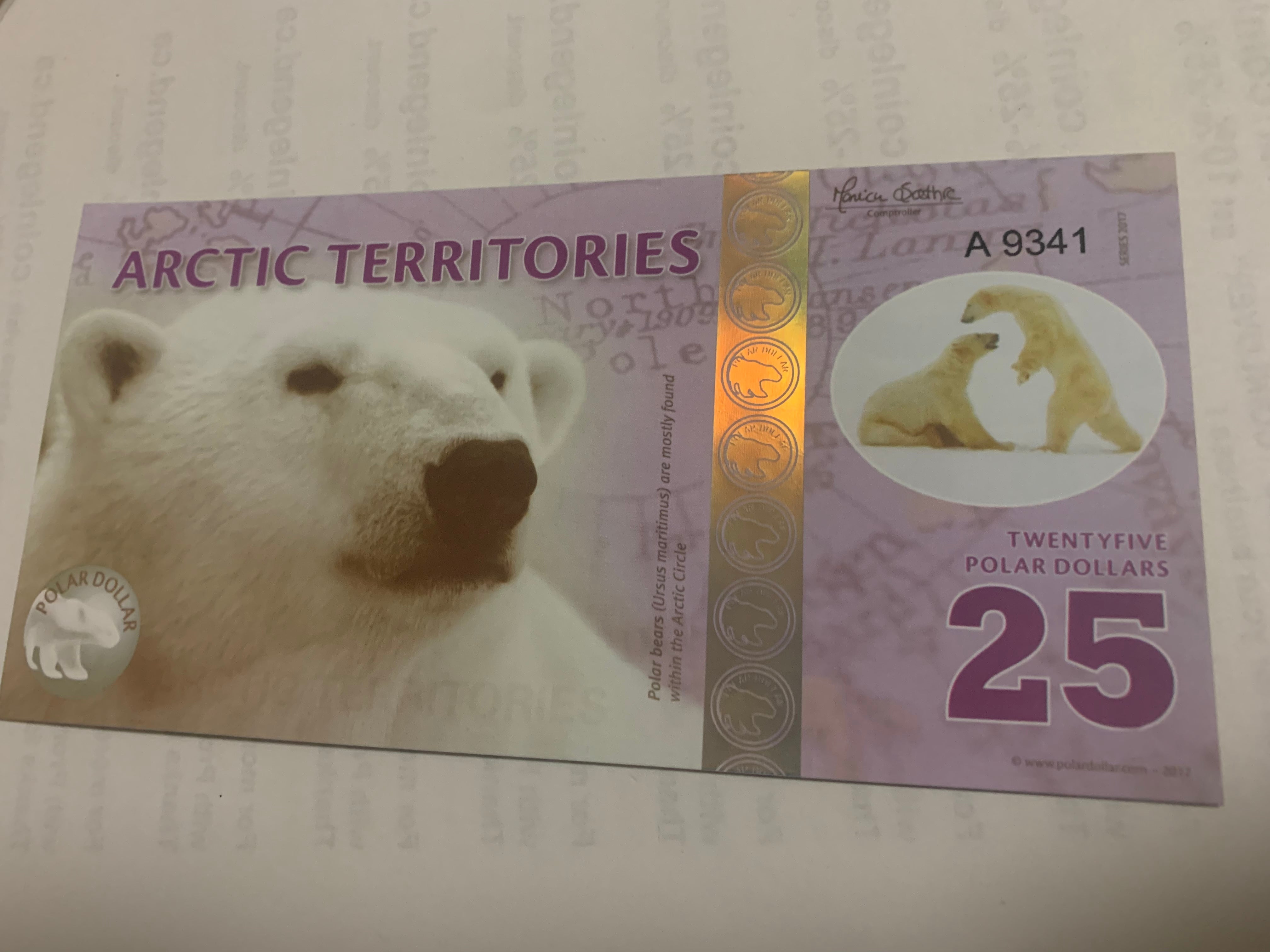 2017 Billet 25 Polar Dollars - OURS POLAIRES - Arctic Territories - Arctique