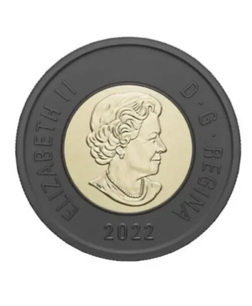 Canada 2022 Black Ring Toonie - In Memory of QEII - BU *