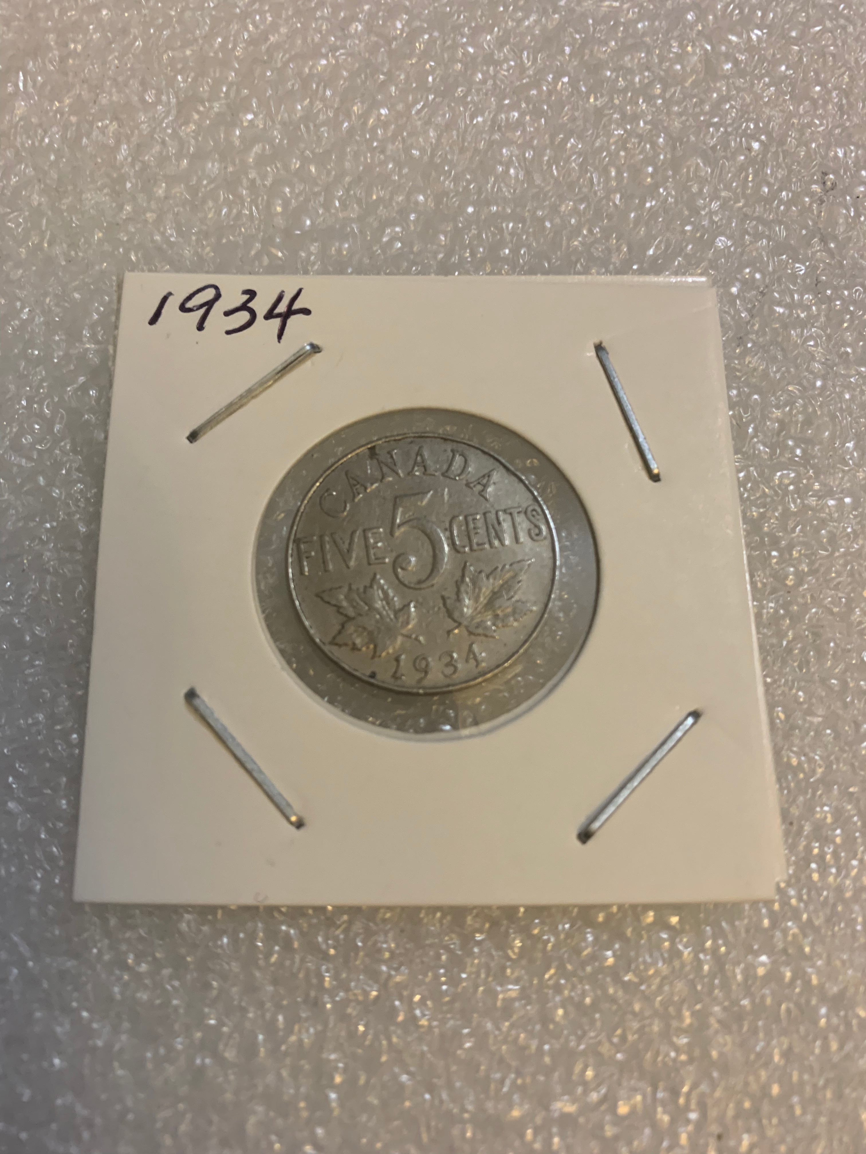 Pièce canadienne de 5 cents en nickel castor de 1933 (circulée) VG