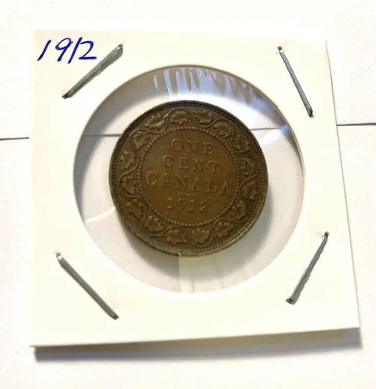 1912 Canada 1 Cent  George V large Penny Coin