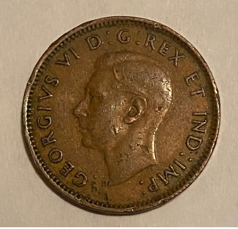 1943 1 Cent kanadischer Penny im Umlauf, sehr guter Zustand