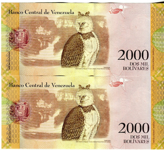 Billet de banque du Venezuela 2000 Bolivares Billet de banque