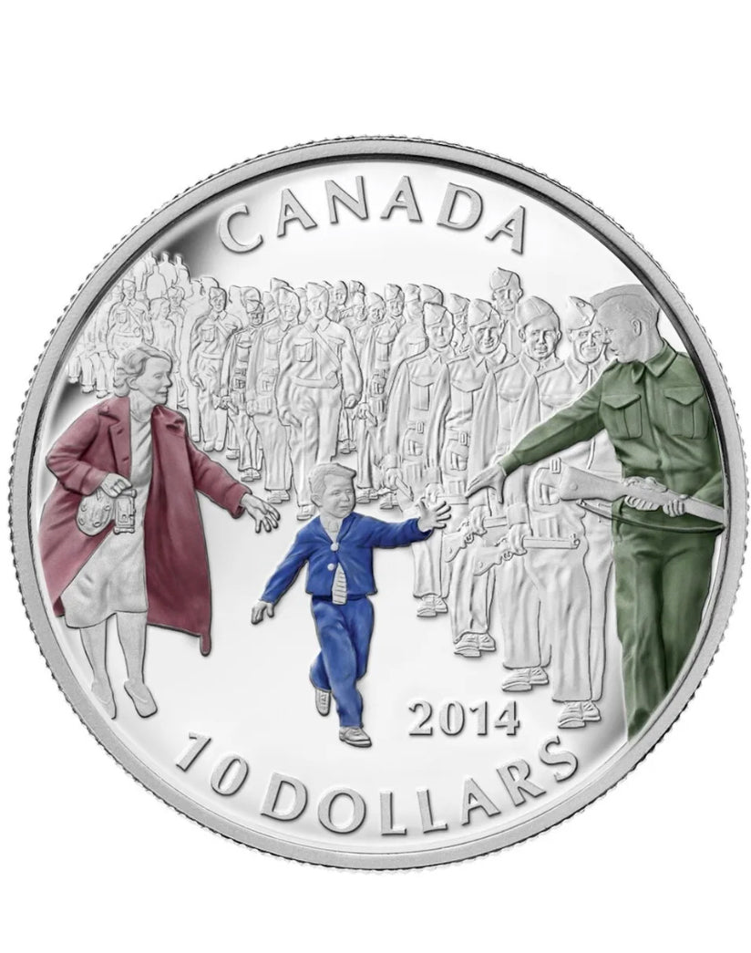 2014 Canada RCM - Wait for Me Daddly Coloured - $10 Fine Silver Coin & COA *