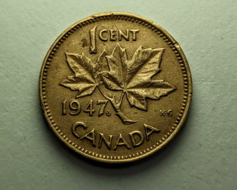 1947 1 Cent kanadischer Penny im Umlauf, sehr guter Zustand