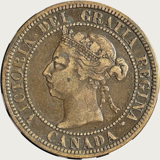 Kanada 1890 H 1 Cent One Large Cent Münze – Stichtag mit geringer Auflage – Königin Victoria von hoher Qualität