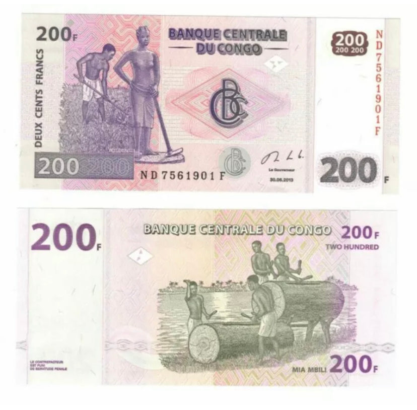 2013 Congo Democratic Republic  Banknote 200 Francs  UNC