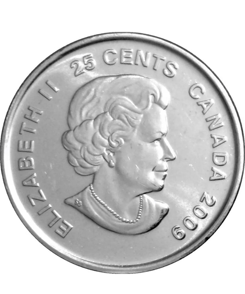 2009 Moments d'or de 25 cents canadiens : Cindy Klassen Quarter Non-Colored BU