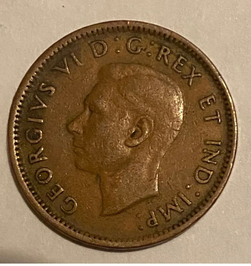 1942 1 Cent Kanadischer Penny im Umlauf, sehr guter Zustand