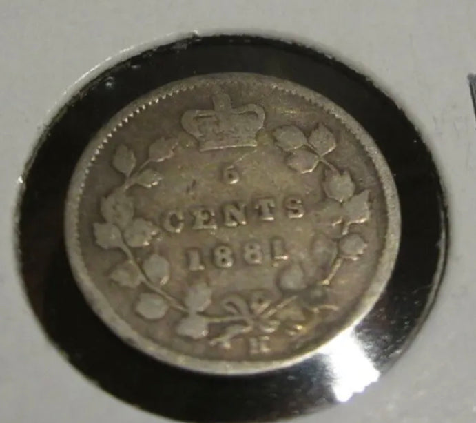 1881-H Canadian 5 Five Cents Silver coin