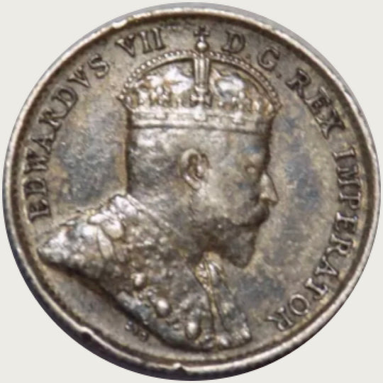 1902 Argent canadien 5 Cents Edward VII 1 an type