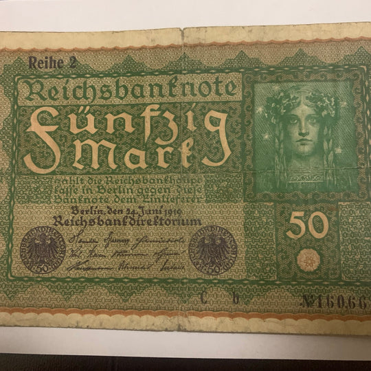 1919 GERMAN 50 MARK BANKNOTE-VERY GOOD