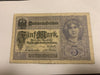 1917  Genuine 5 Mark German empire banknote Very fine Condition