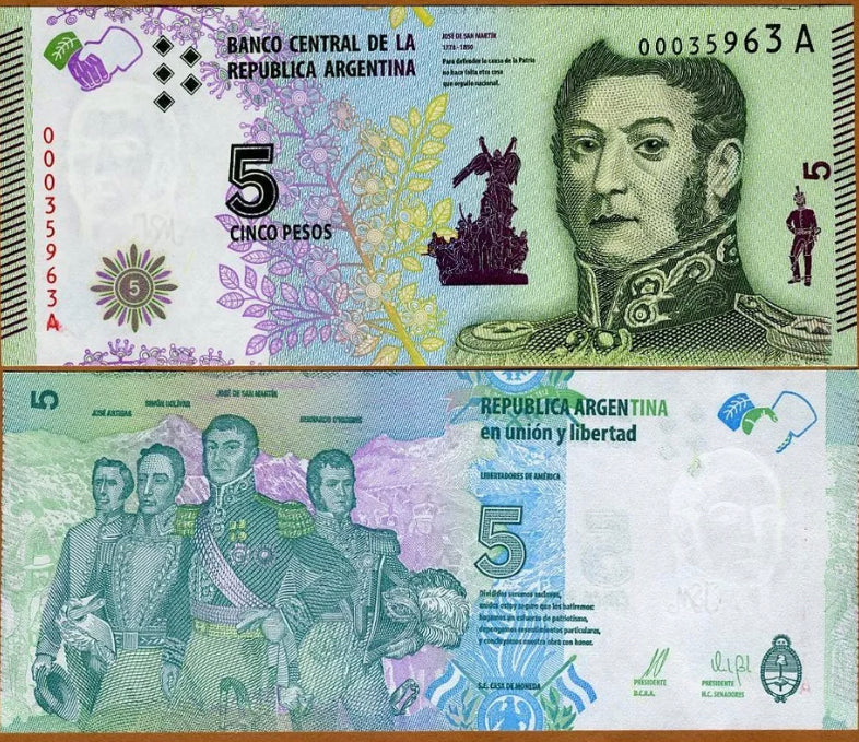 2015 Argentina 5 Pesos  New Design UNC