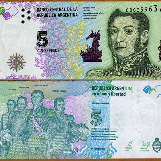 2015 Argentina 5 Pesos  New Design UNC