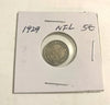 1929 Newfoundland 5 Cent  Silver Coin VF