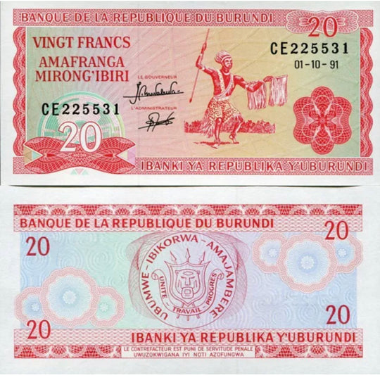 2005 BURUNDI BANKNOTE 20 FRANCS UNC