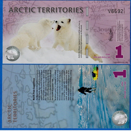 2012 Arctic Territories 1 Dollar Polymer UNC - North Pole Expedition