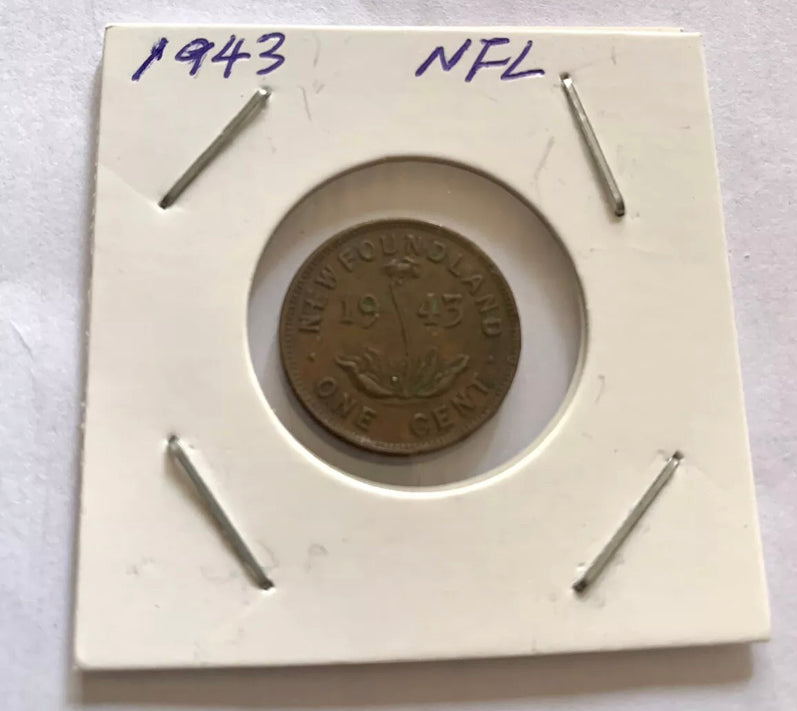 1943 C Newfoundland  1 Cent Penny Coin XF