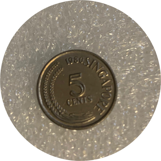 1980  singapore  5 cents  XF Rare