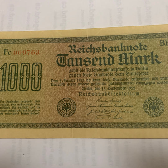 1919 Reichbanknote Germany banknotes 1000 Mark