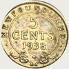 1938  Newfoundland 5 cent  silver coin VF