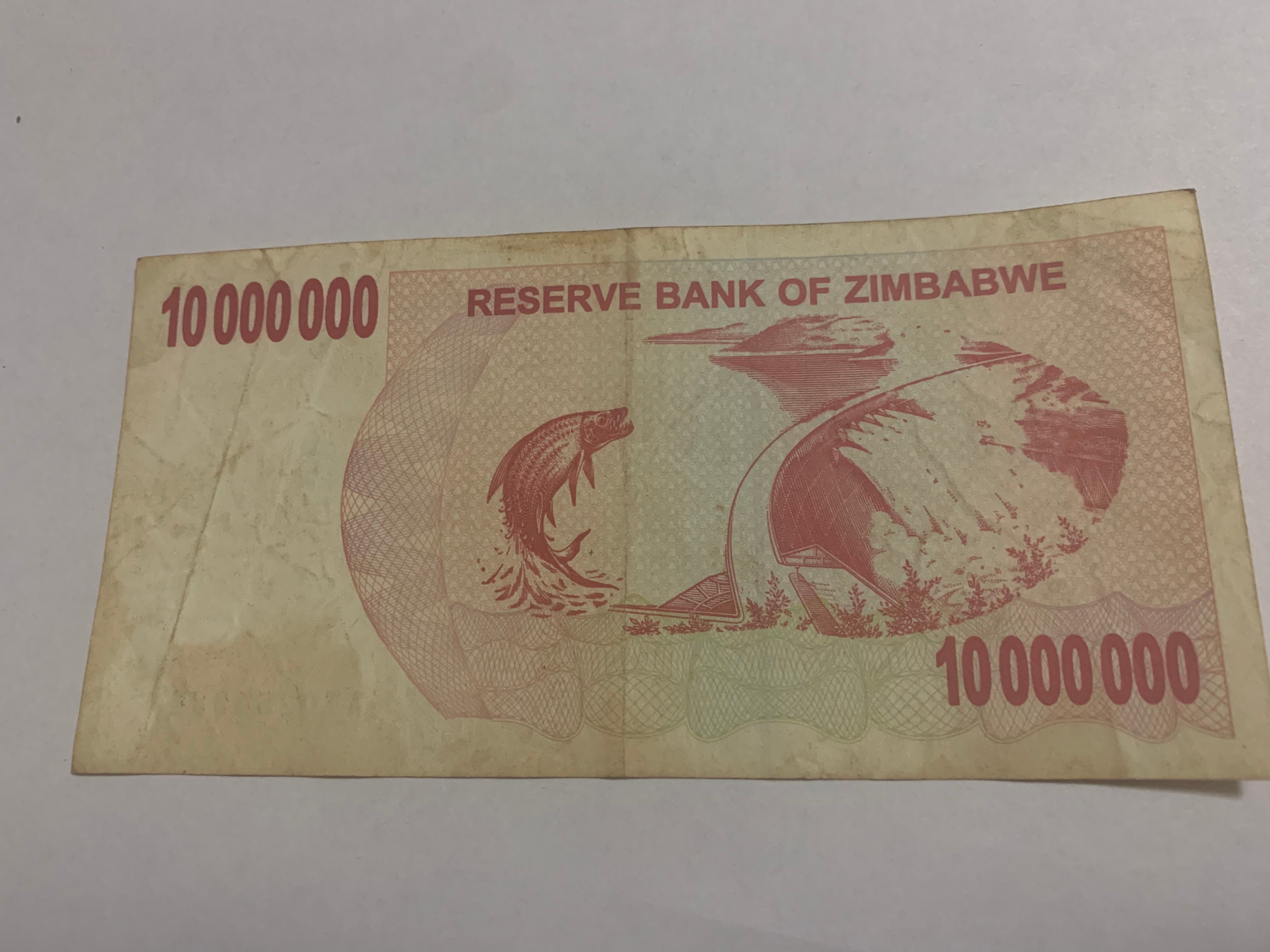 2007 ZIMBABWE Circulated Ten Million Dollars Paper Money Banknote